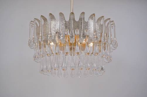 Ernst Palme chandelier for Palwa silver plated & crystal, 1960`s, German
